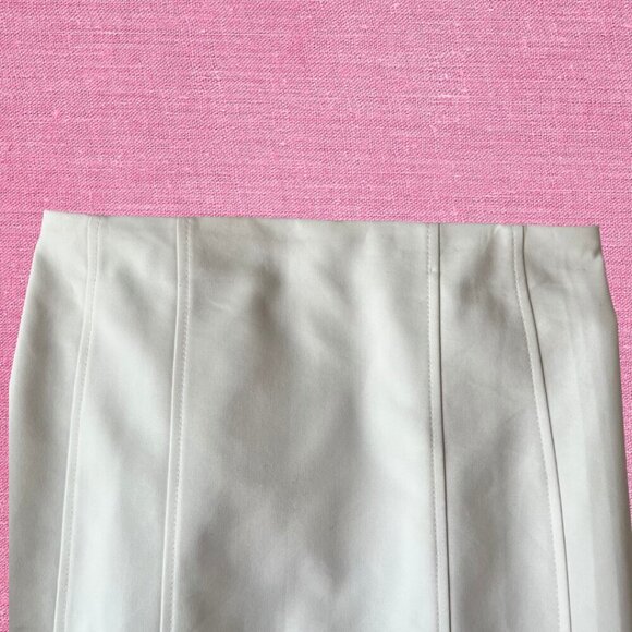 Express [Size 2 EUC] White High Waisted Midi Skirt with Pleated Back Slit - Picture 5 of 8